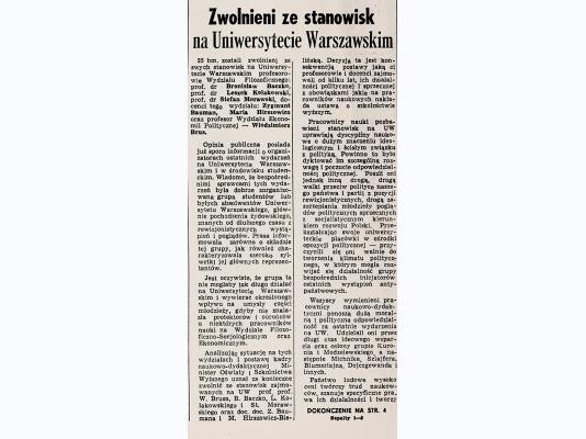 Zwolnieni ze stanowisk na Uniwersytecie Warszawskim