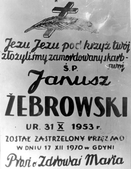 Klepsydra Janusza Żebrowskiego zastrzelonego przez milicję podczas robotniczych protestów na Wybrzeżu