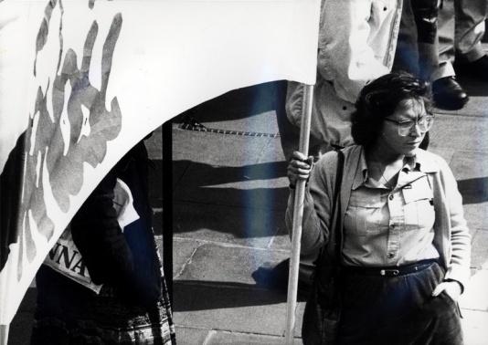 Manifestacja solidarnościowa na placu Sergelstorg w Sztokholmie, na zdjęciu Katarzyna Sławska.