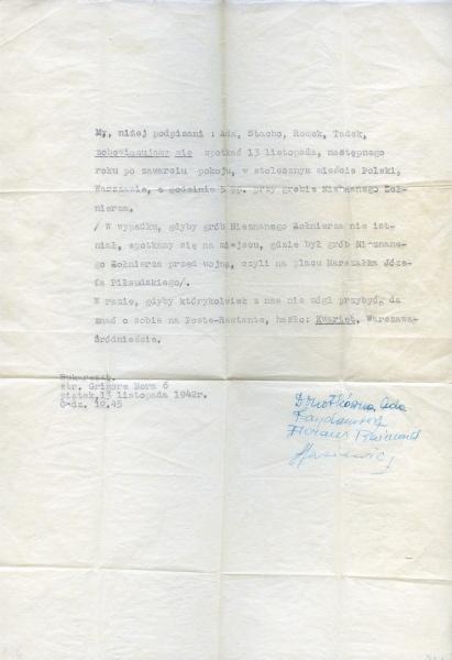 Polscy uchodźcy w Rumunii podczas II wojny światowej. Zobowiązanie spotkania się po wojnie czwórki młodych ludzi.