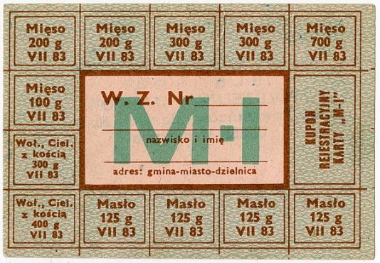 Kartka na mięso, z lipca 1983